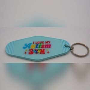 I Love My Autism Son Keychain Blue Resin Handmade Autism Awareness Gift New OS ✨